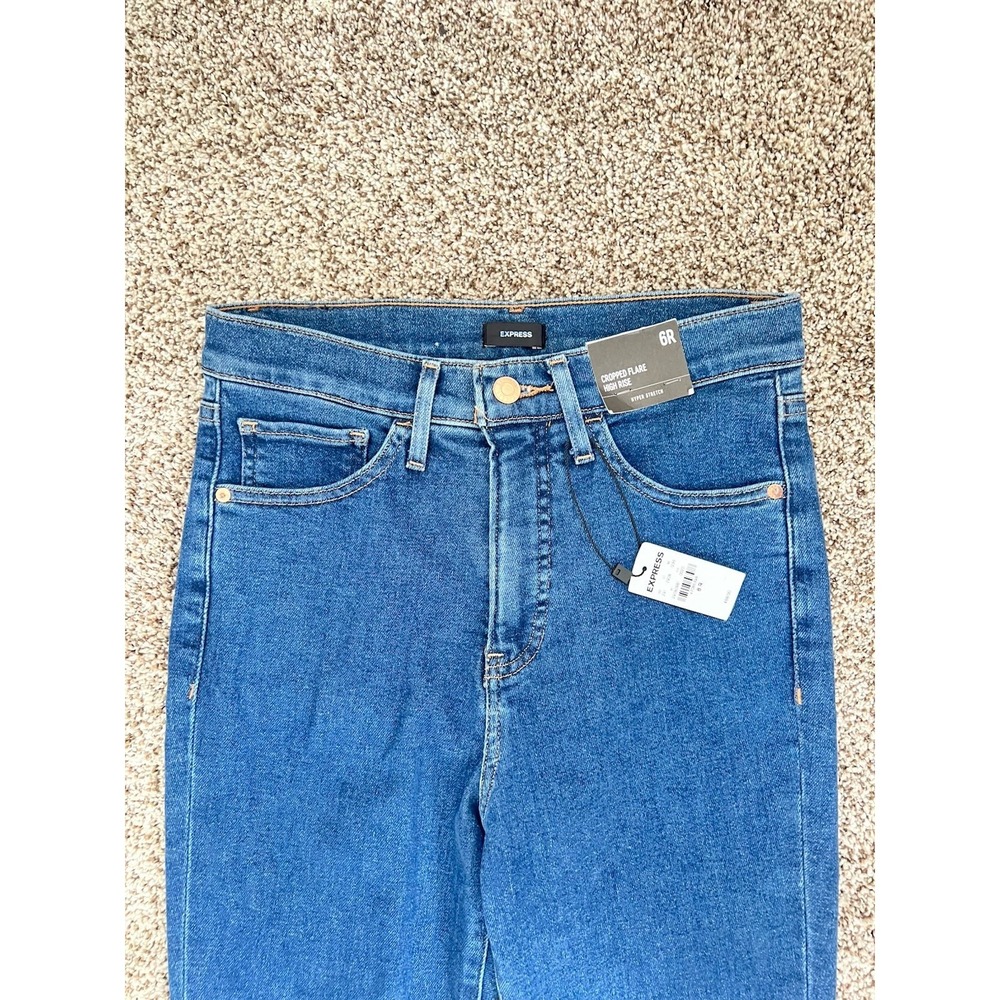 Express Women's Jeans Size 6R High Rise Cropped Flare Denim NWT - Picture 3 of 6